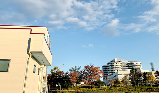 市民病院が見えます。